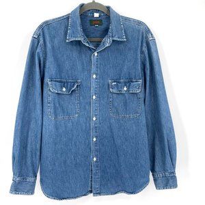 Vintage For Joseph Denim Button Up Collared Long Sleeve Shirt Men Large